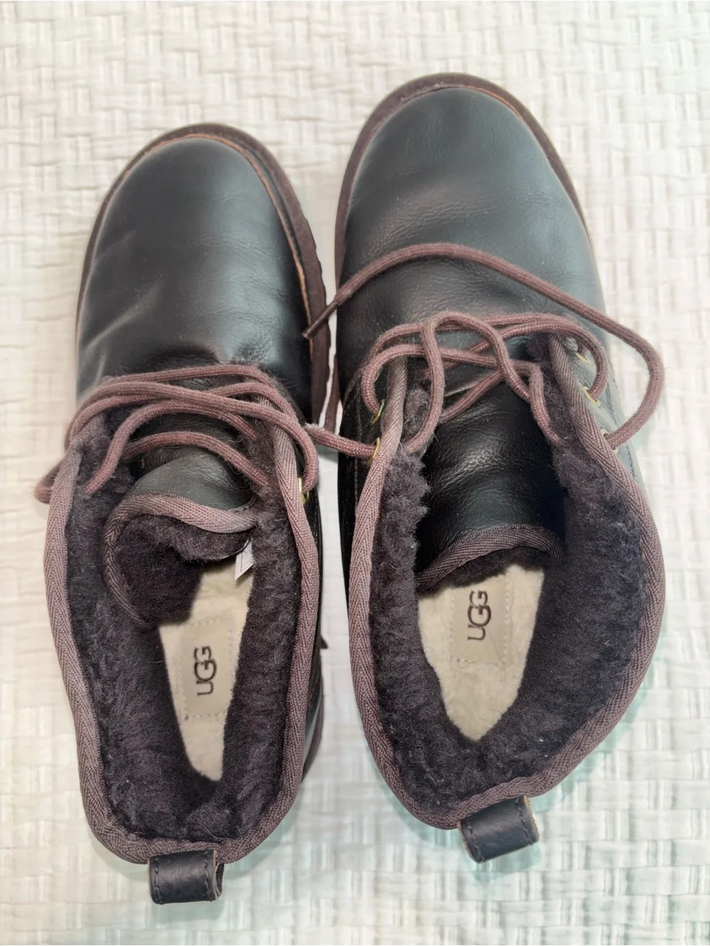 UGG Neumel Men's Leather Chukka Boots Brown Shearling China Tea Size 11